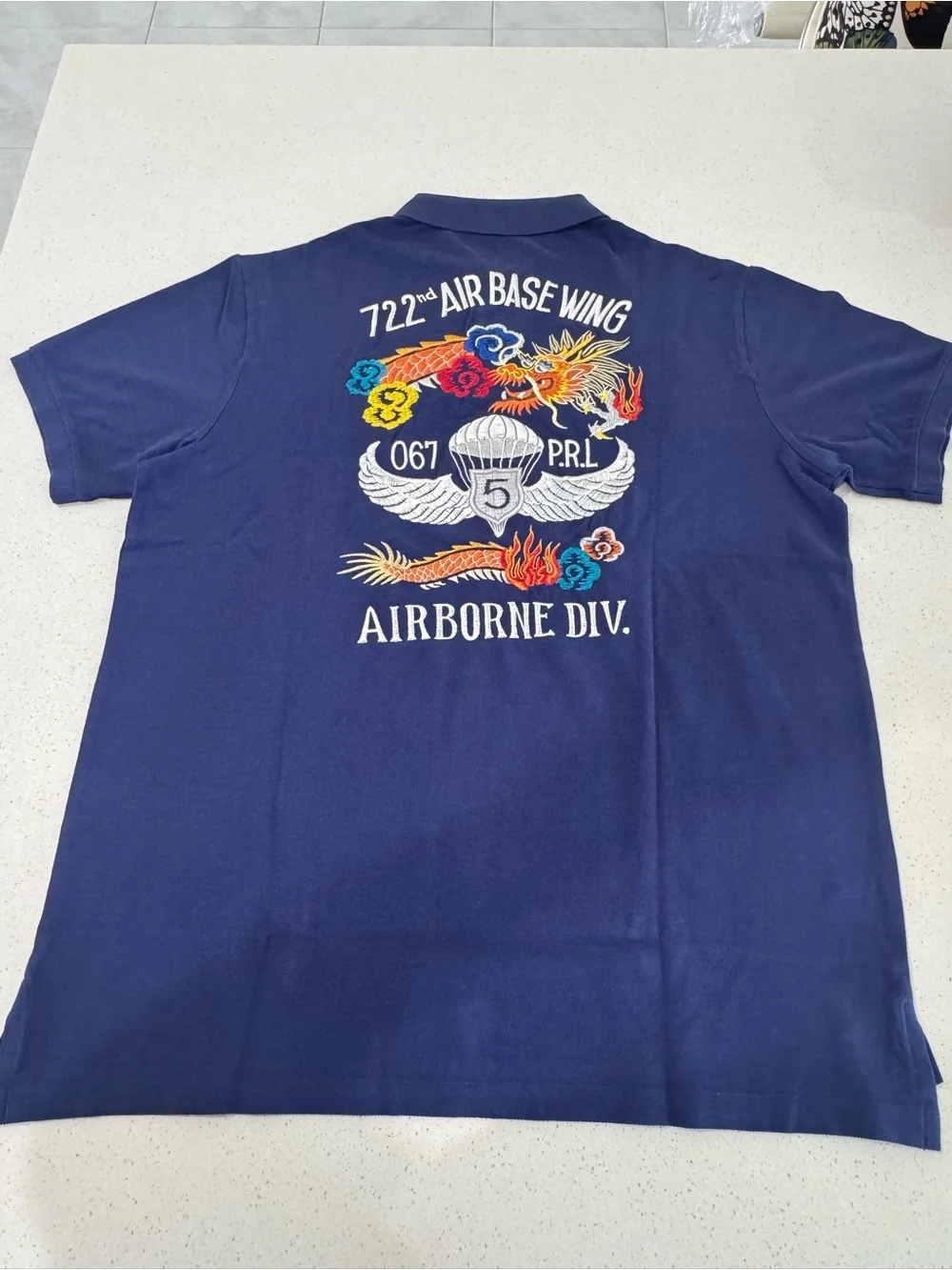 NWT Polo Ralph Lauren Tiger Embroidered Polo Shirt Dark Cobalt XL Custom Slim